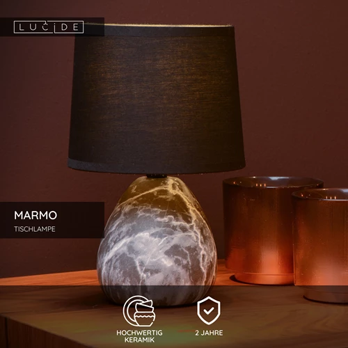 Lucide MARMO - Tischlampe - Ø 16 cm - 1xE14 - Schwarz - USP